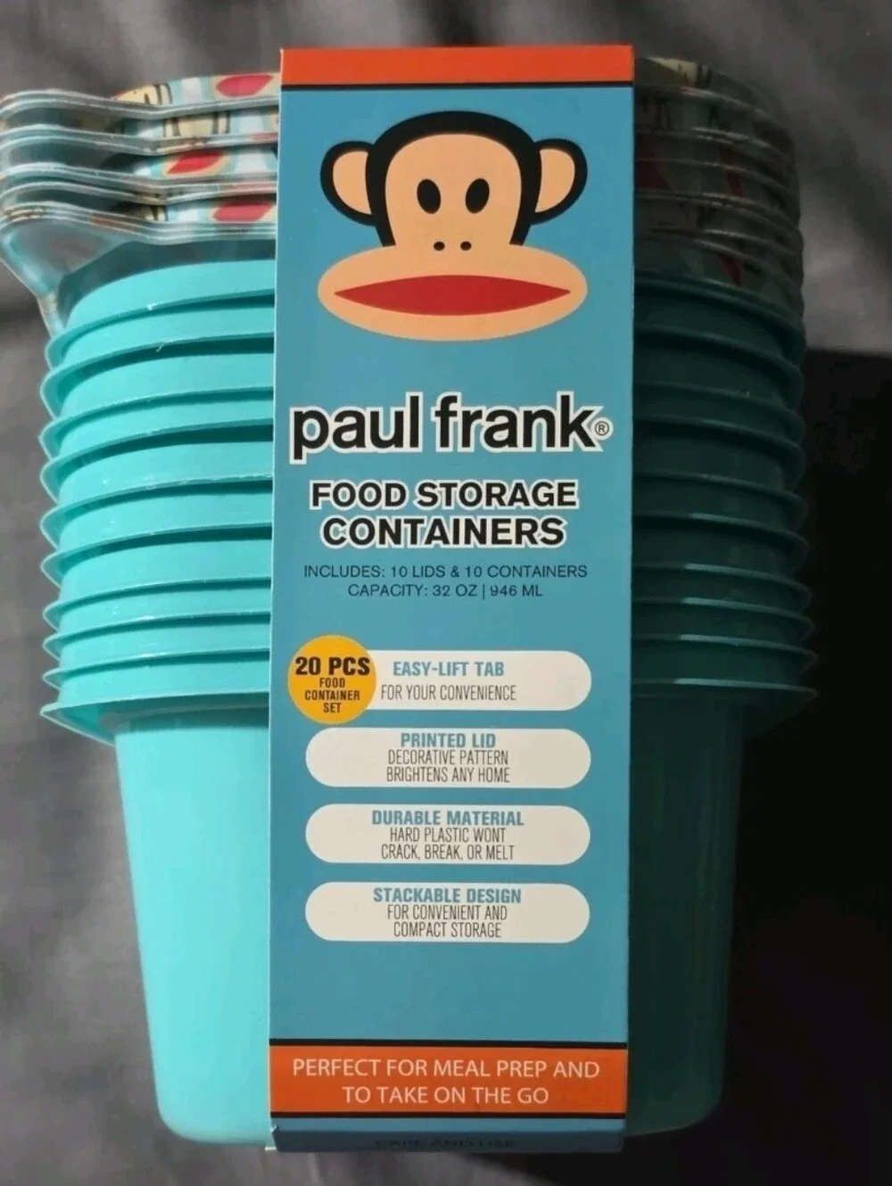Paul Frank Turquoise Stackable Food Storage Containers - 20 Piece Set